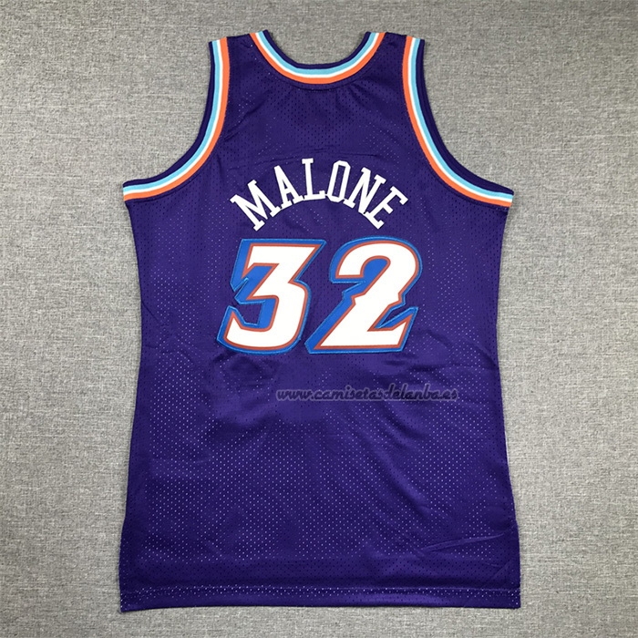 Camiseta Nino Utah Jazz Karl Malone NO 32 Mitchell & Ness 1996-97 Violeta